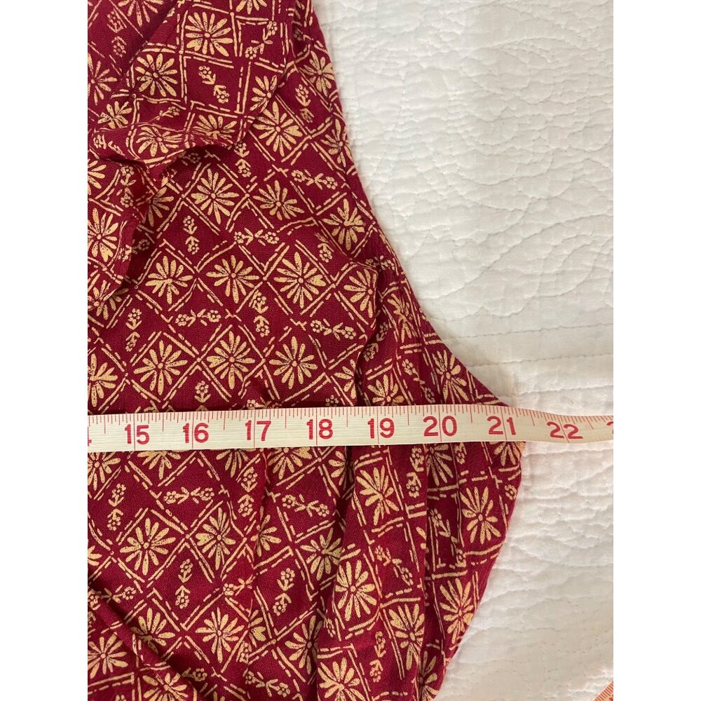 Fat Face Wrap Around Waist Gypsy Geo Print Dress Bottom Tier Burgundy Sleeveless - Picture 3 of 12